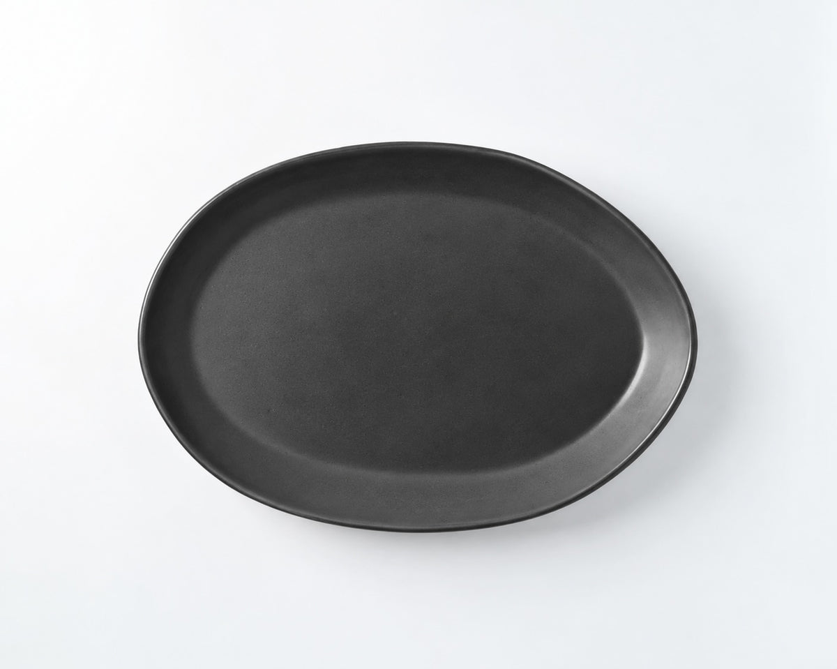 Haand Oval Platter - Ripple | 13 in - Matte Black