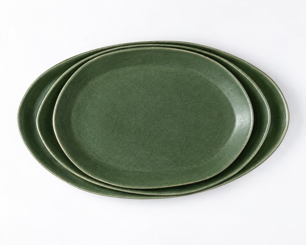 Haand Oval Platter - Ripple | 13 in - Fern
