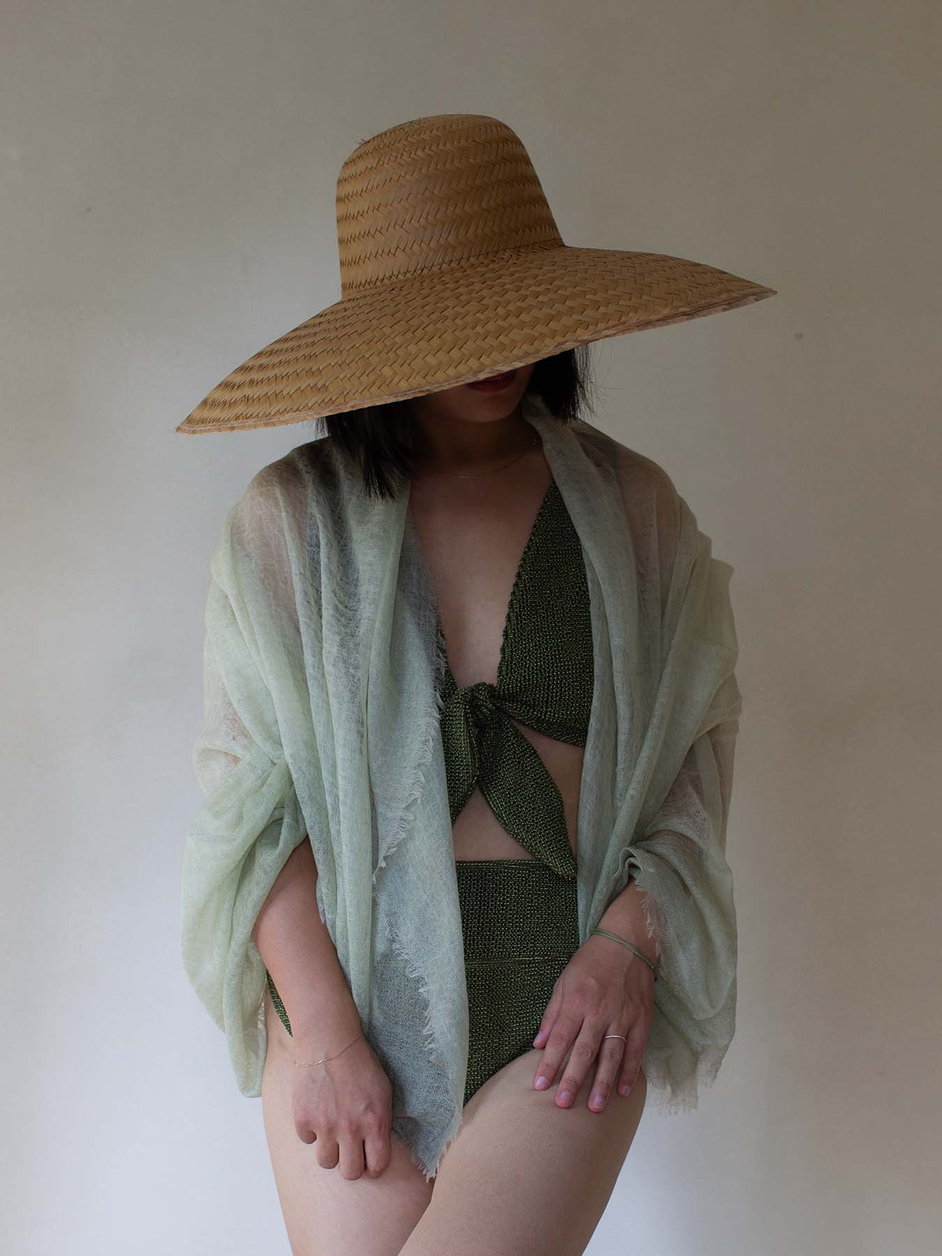 Oats & Rice Hana Dip Dyed Cashmere Shawl | Green