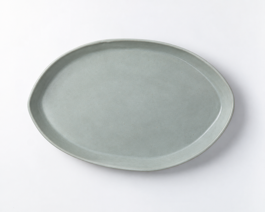Haand Oval Platter - Ripple | 15 in - Matte Grey
