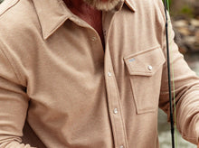 Load image into Gallery viewer, Criquet Chill Knit Pearl Snap Shirt | Stone
