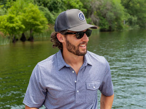 Criquet Trucker Hat | Grassy C Patch Gray