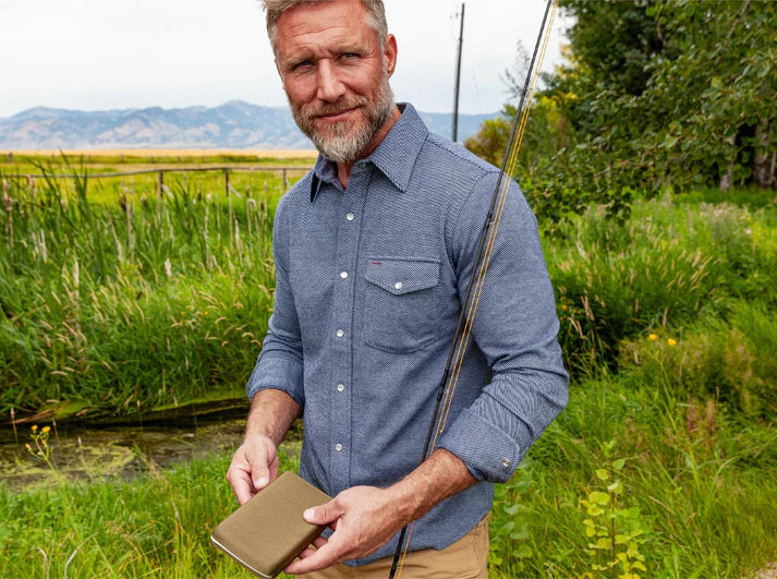 Criquet Chill Knit Pearl Snap Shirt | Navy