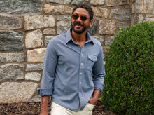 Load image into Gallery viewer, Criquet Chill Knit Pearl Snap Shirt | Navy
