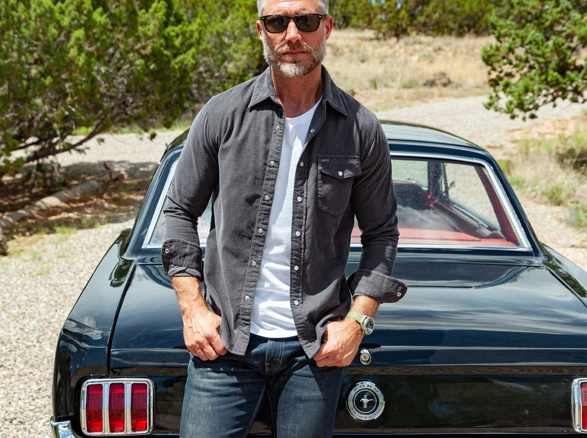 Criquet Corduroy Pearl Snap | Charcoal