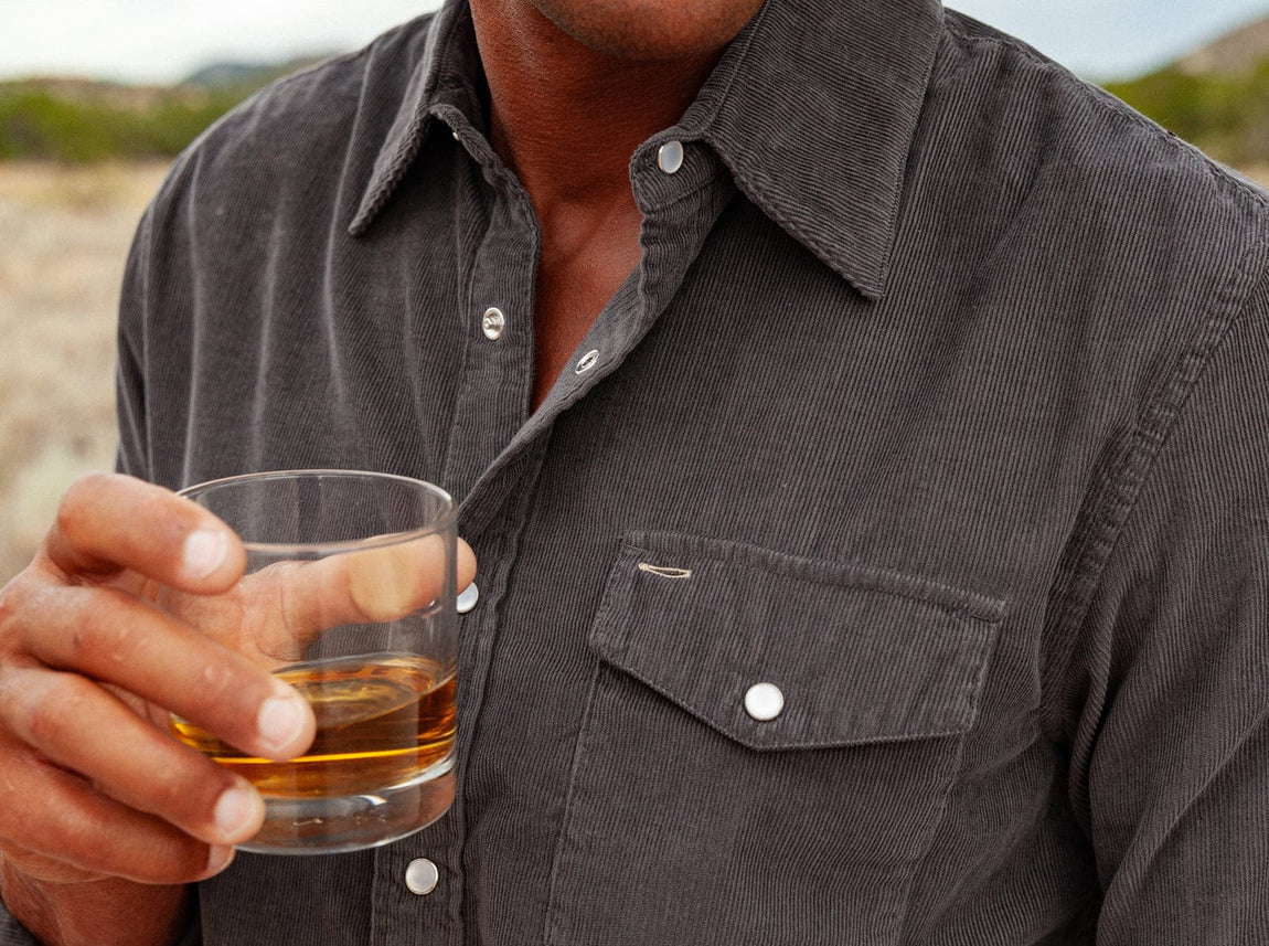 Criquet Corduroy Pearl Snap | Charcoal