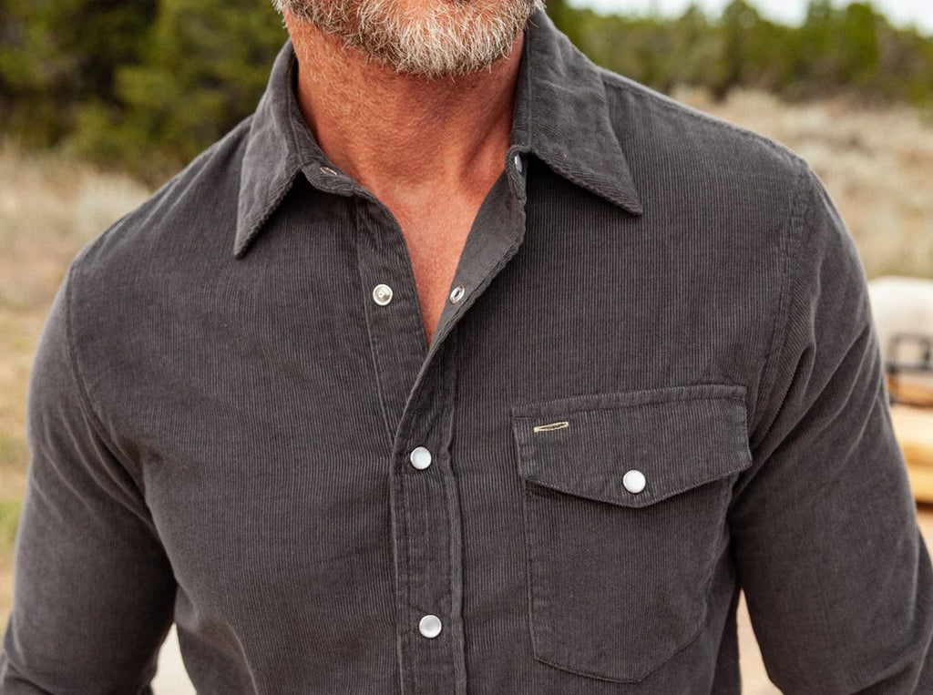Criquet Corduroy Pearl Snap | Charcoal