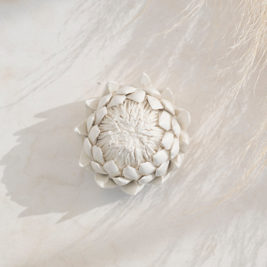 Purely Porcelain Diffuser Flowers | Glazed King Protea | Large