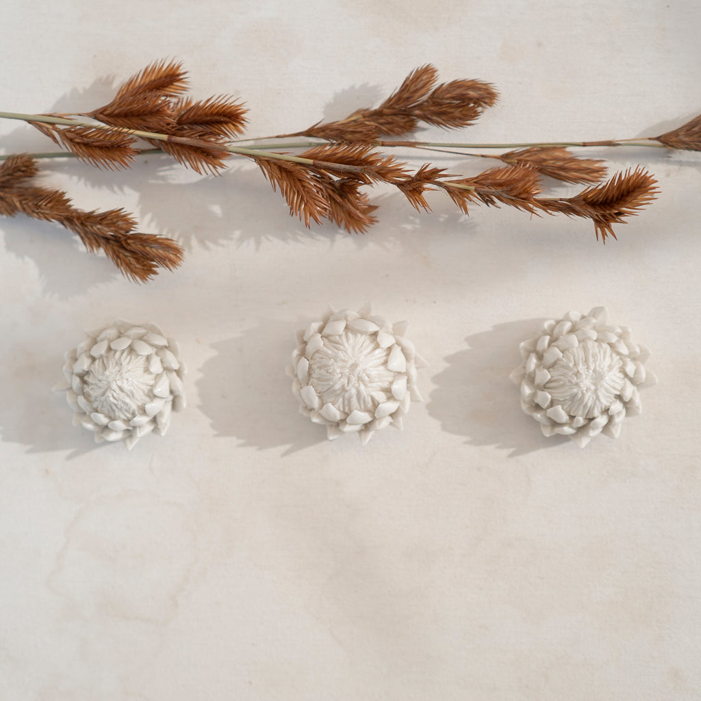 Purely Porcelain Diffuser Flowers | Glazed King Protea | Small