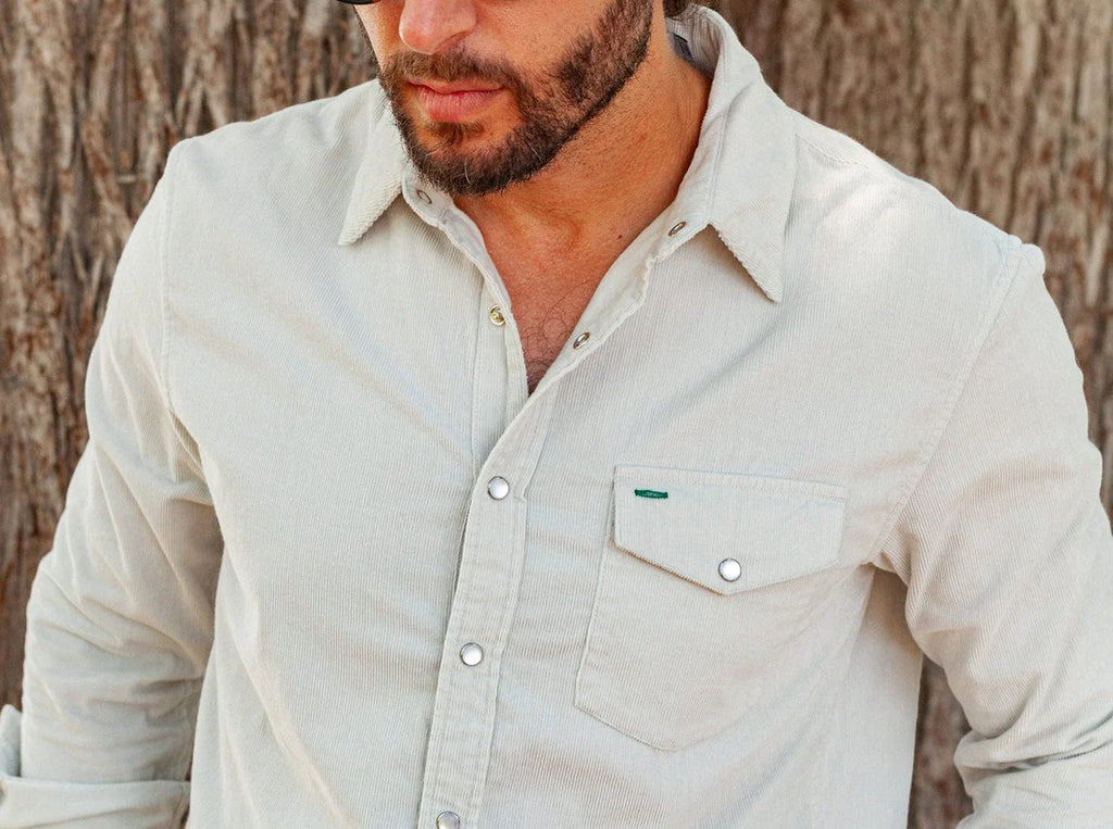 Criquet Corduroy Pearl Snap | Silver Fox