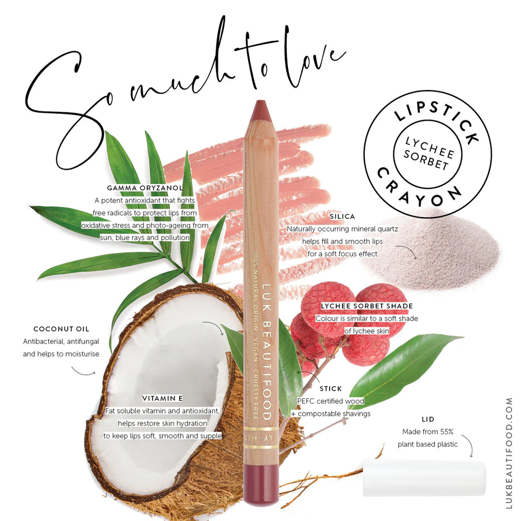 LÜK BEAUTIFOOD - Eco-Luxe Lipstick Crayon | Lychee Sorbet