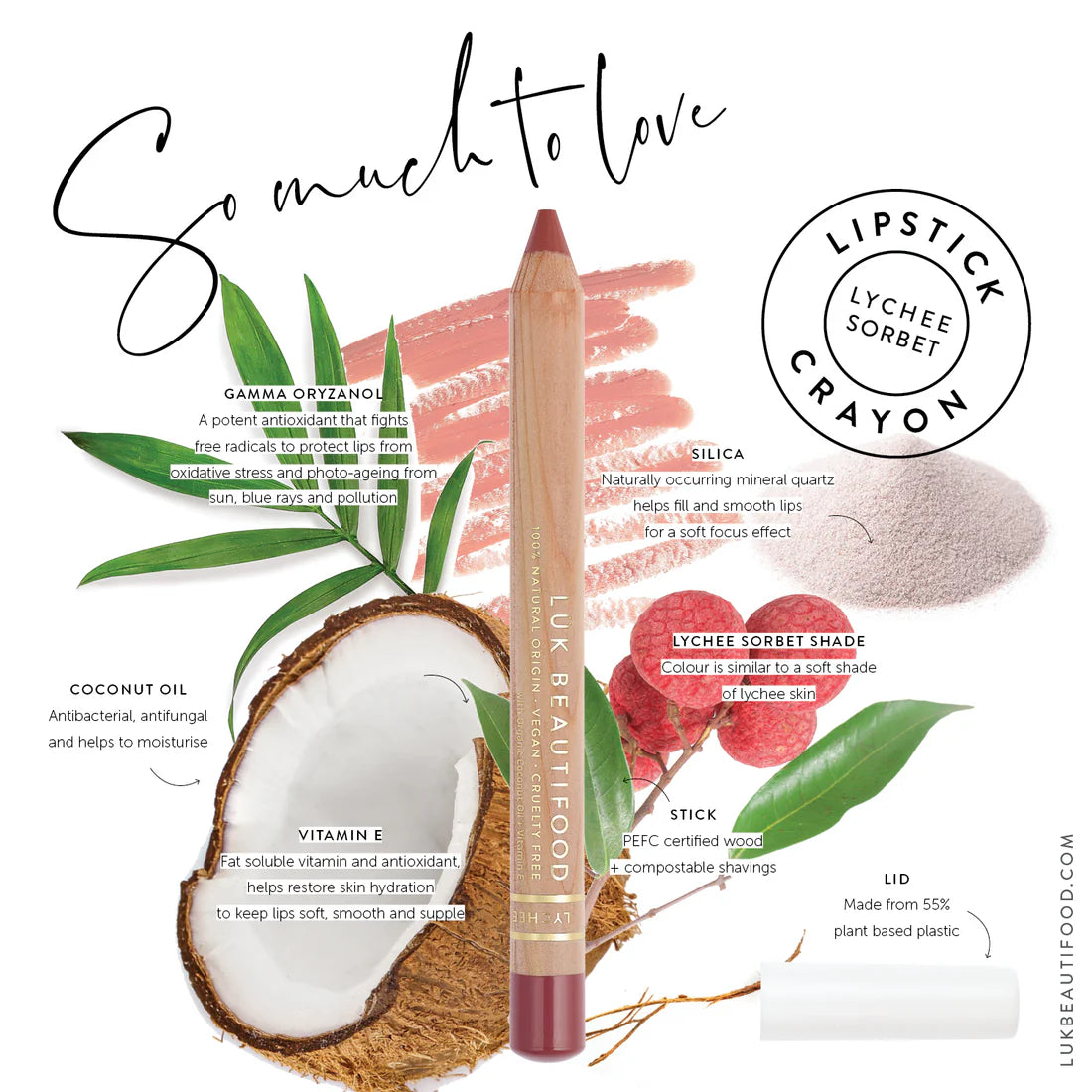 LÜK BEAUTIFOOD - Eco-Luxe Lipstick Crayon | Lychee Sorbet
