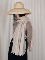 Oats & Rice Cashmere Luna Scallop Edge Shawl | Cream