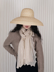 Oats & Rice Luna Scallop Edge Cashmere Shawl | Cream