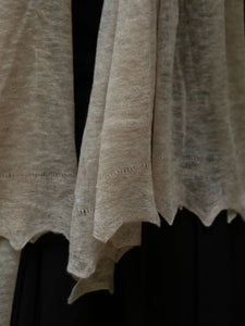 Oats & Rice Cashmere Luna Scallop Edge Shawl | Taupe