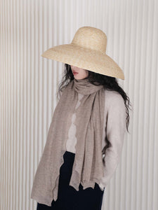 Oats & Rice Luna Scallop Edge Cashmere Shawl | Beige