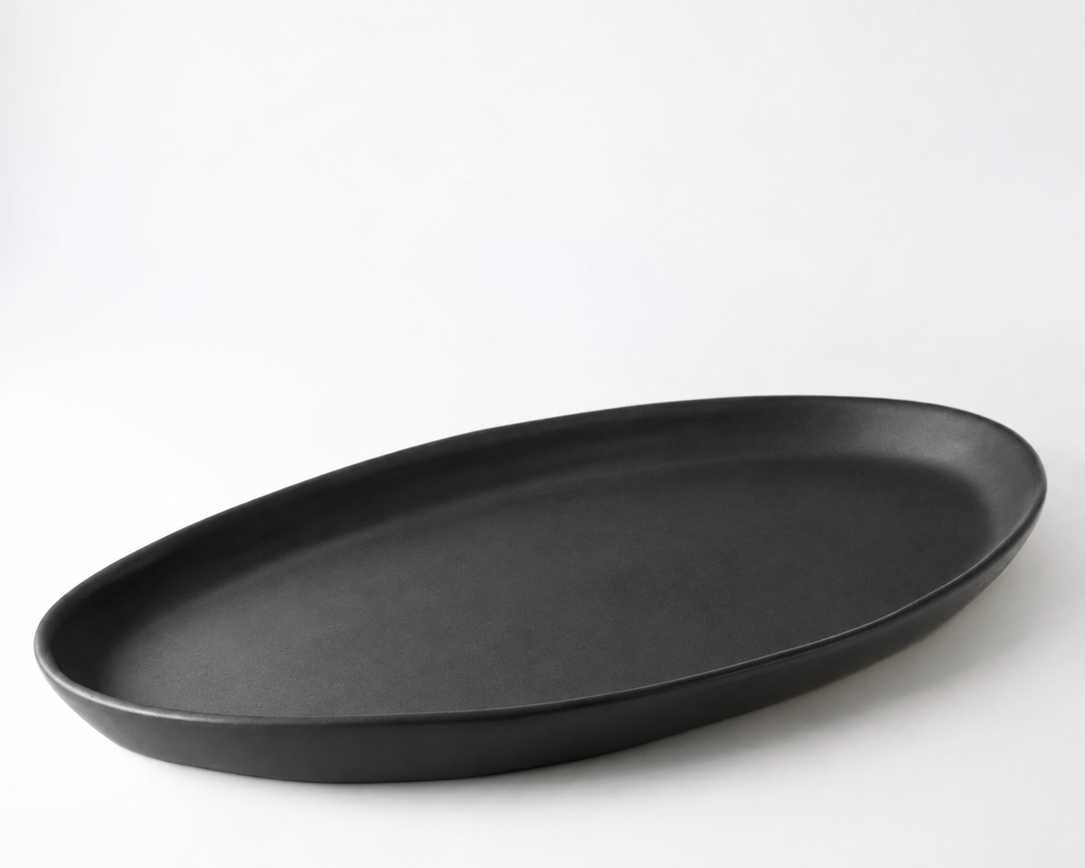 Haand Oval Platter - Ripple | 18 in - Matte Black