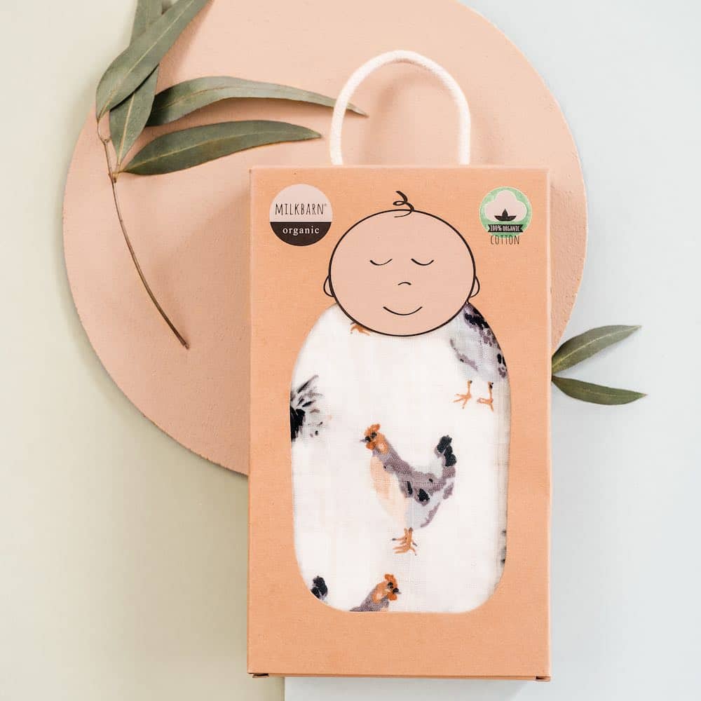 Milkbarn Organic Cotton Swaddle | Chicken