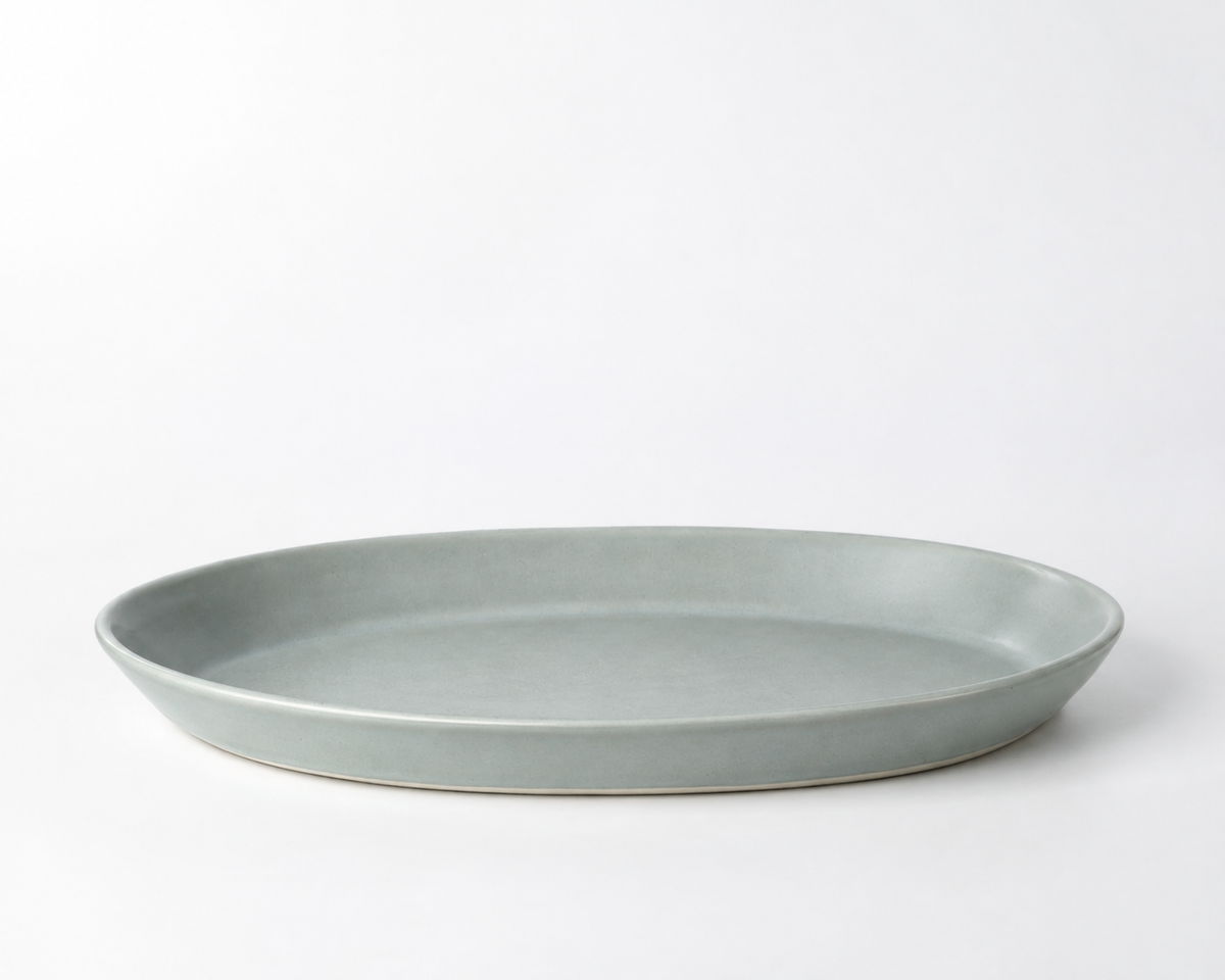 Haand Oval Platter - Ripple | 13 in - Matte Grey
