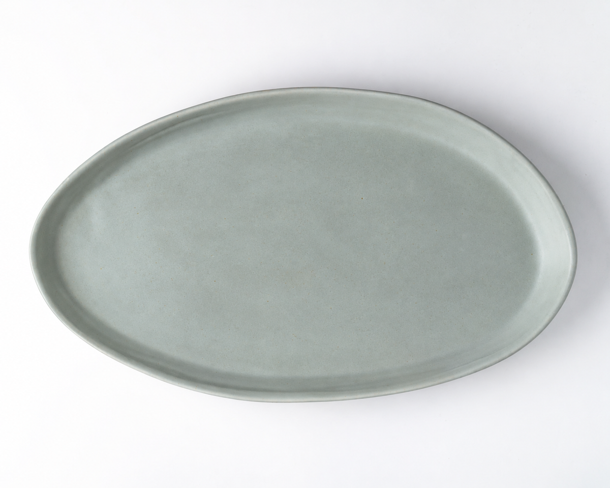 Haand Oval Platter - Ripple | 18 in - Matte Grey