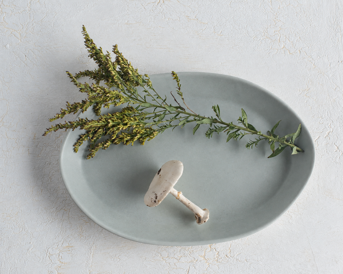 Haand Oval Platter - Ripple | 18 in - Matte Grey