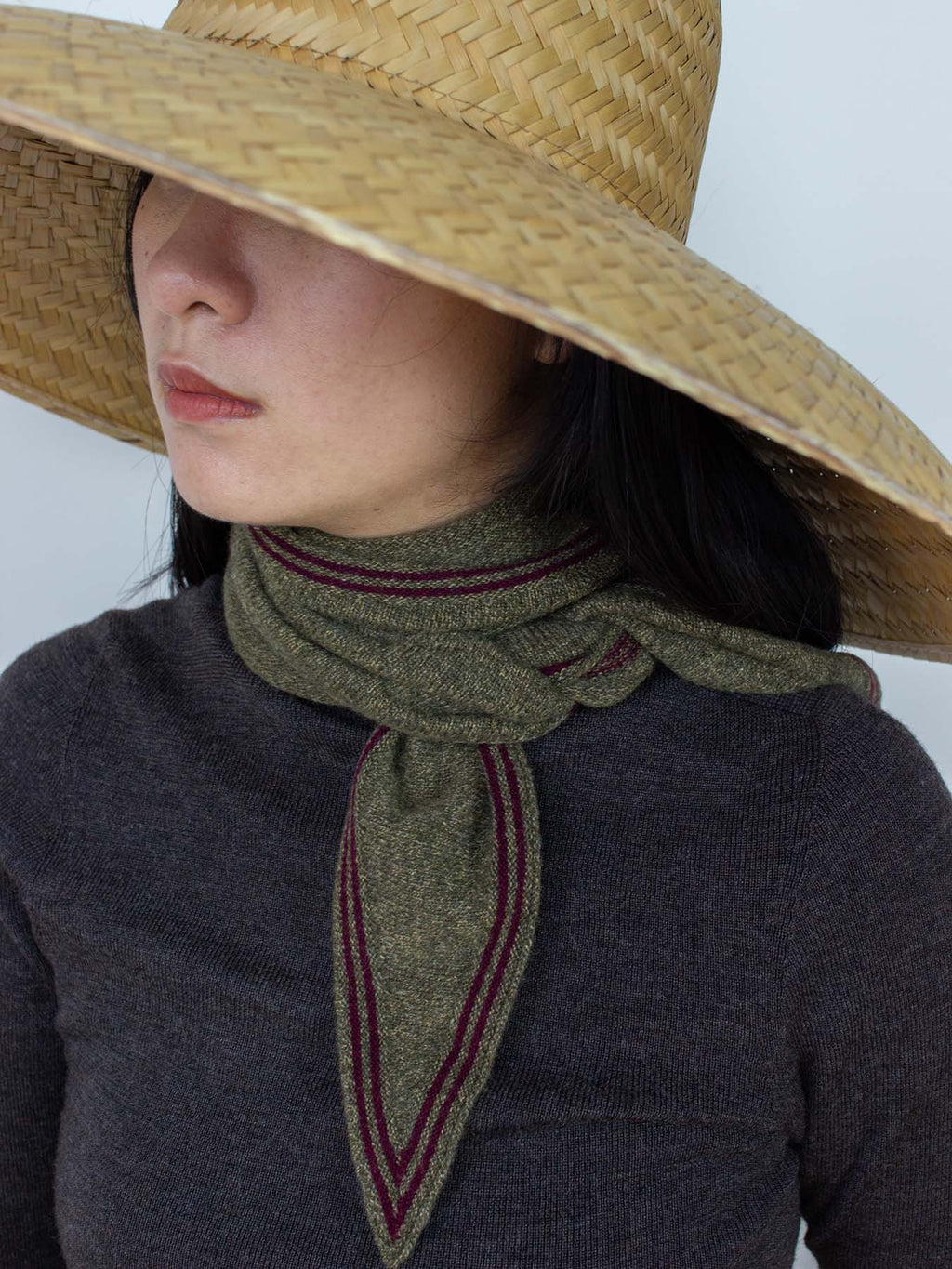 Oats & Rice Bronte Spindle-shaped Cashmere Scarf | Green