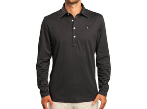 Criquet Long Sleeve Range Polo | Black Jacquard