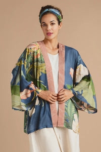 Powder UK Delicate Tropics Kimono Jacket - Indigo