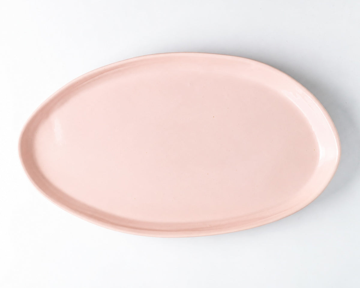 Haand Oval Platter - Ripple | 18 in - Buttermilk Pink