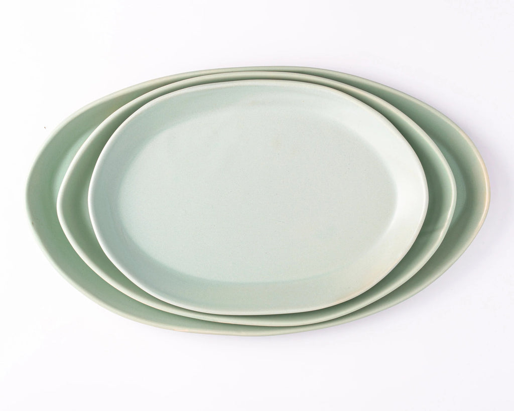 Haand Oval Platter - Ripple | 18 in - Celadon