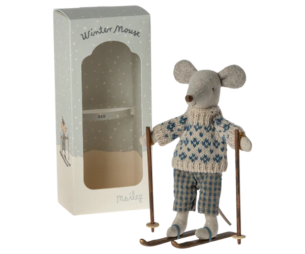 Maileg - Winter Mouse with Ski Set - Dad