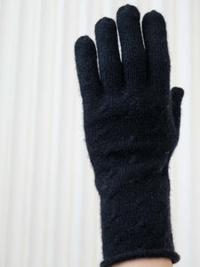 Oats & Rice Rolled Edge Cashmere Gloves | Black
