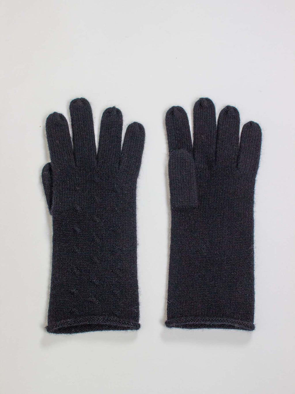 Oats & Rice Rolled Edge Cashmere Gloves | Black