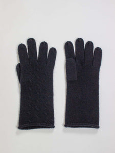 Oats & Rice Rolled Edge Cashmere Gloves | Black