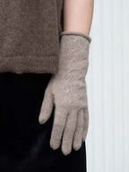 Oats & Rice Rolled Edge Cashmere Gloves | Brown