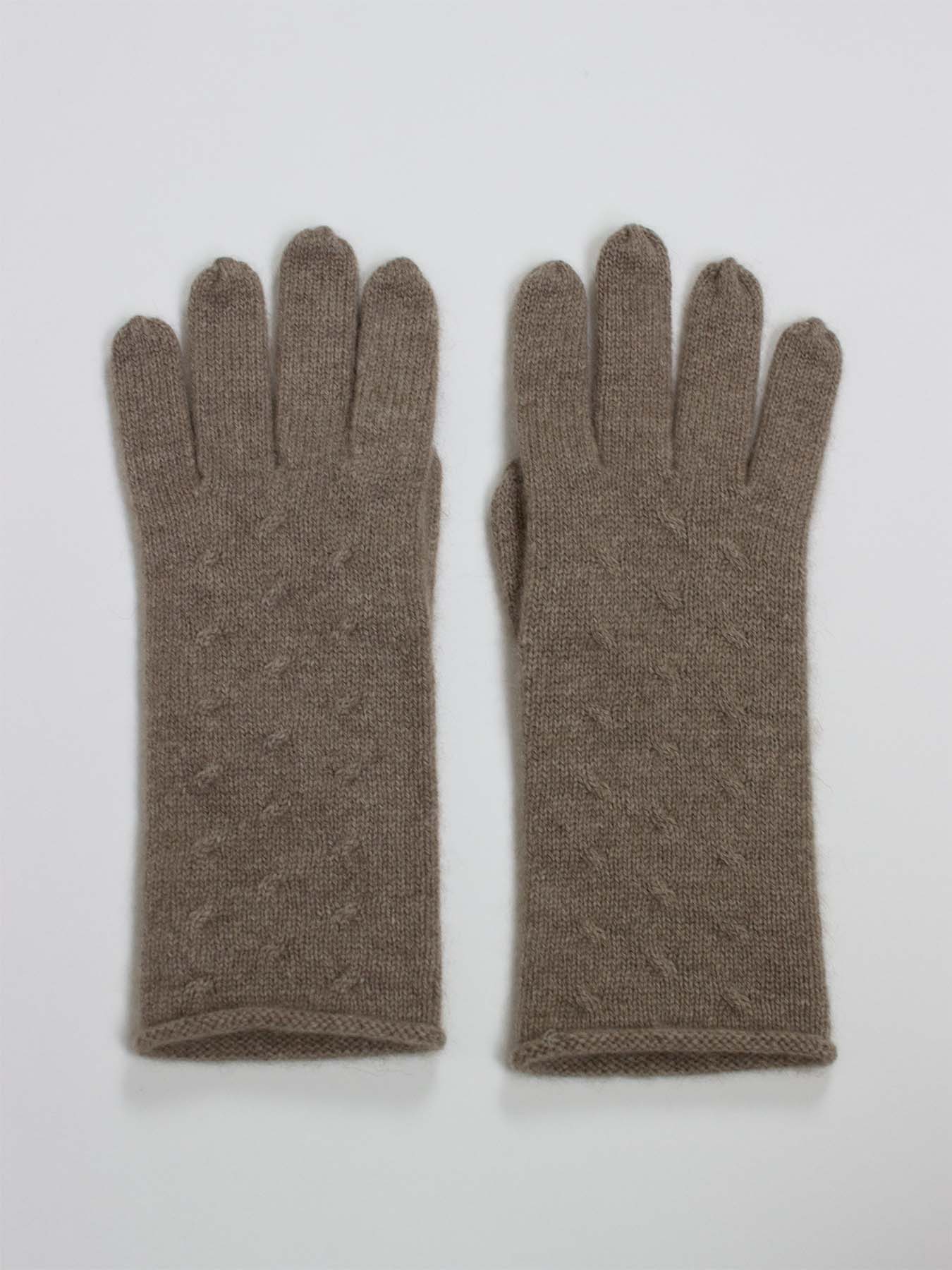 Oats & Rice Rolled Edge Cashmere Gloves | Brown