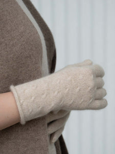 Oats & Rice Rolled Edge Cashmere Gloves | Cream