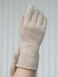 Oats & Rice Rolled Edge Cashmere Gloves | Cream