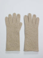 Oats & Rice Rolled Edge Cashmere Gloves | Cream