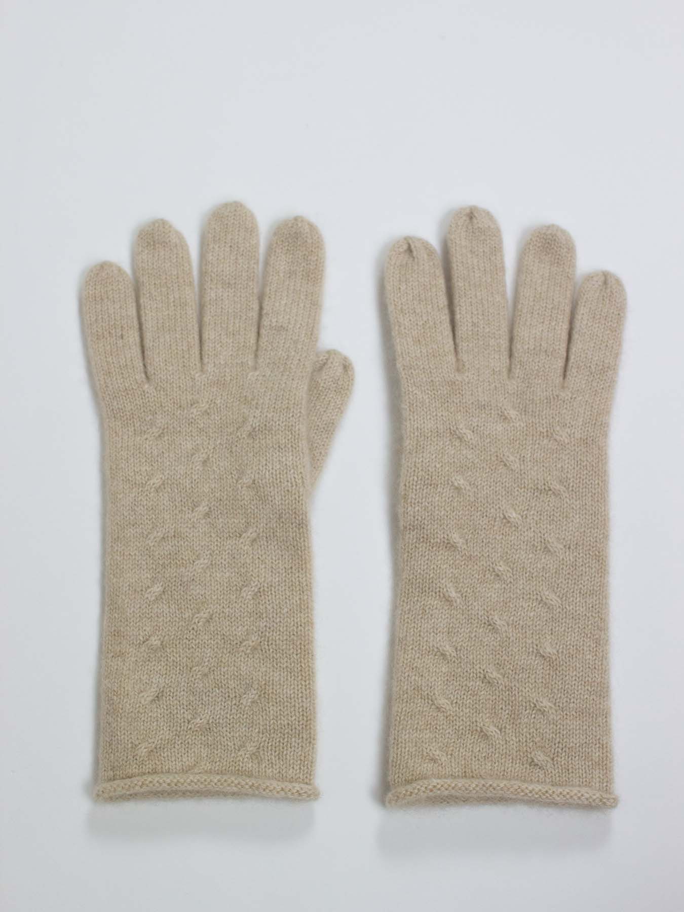 Oats & Rice Rolled Edge Cashmere Gloves | Cream