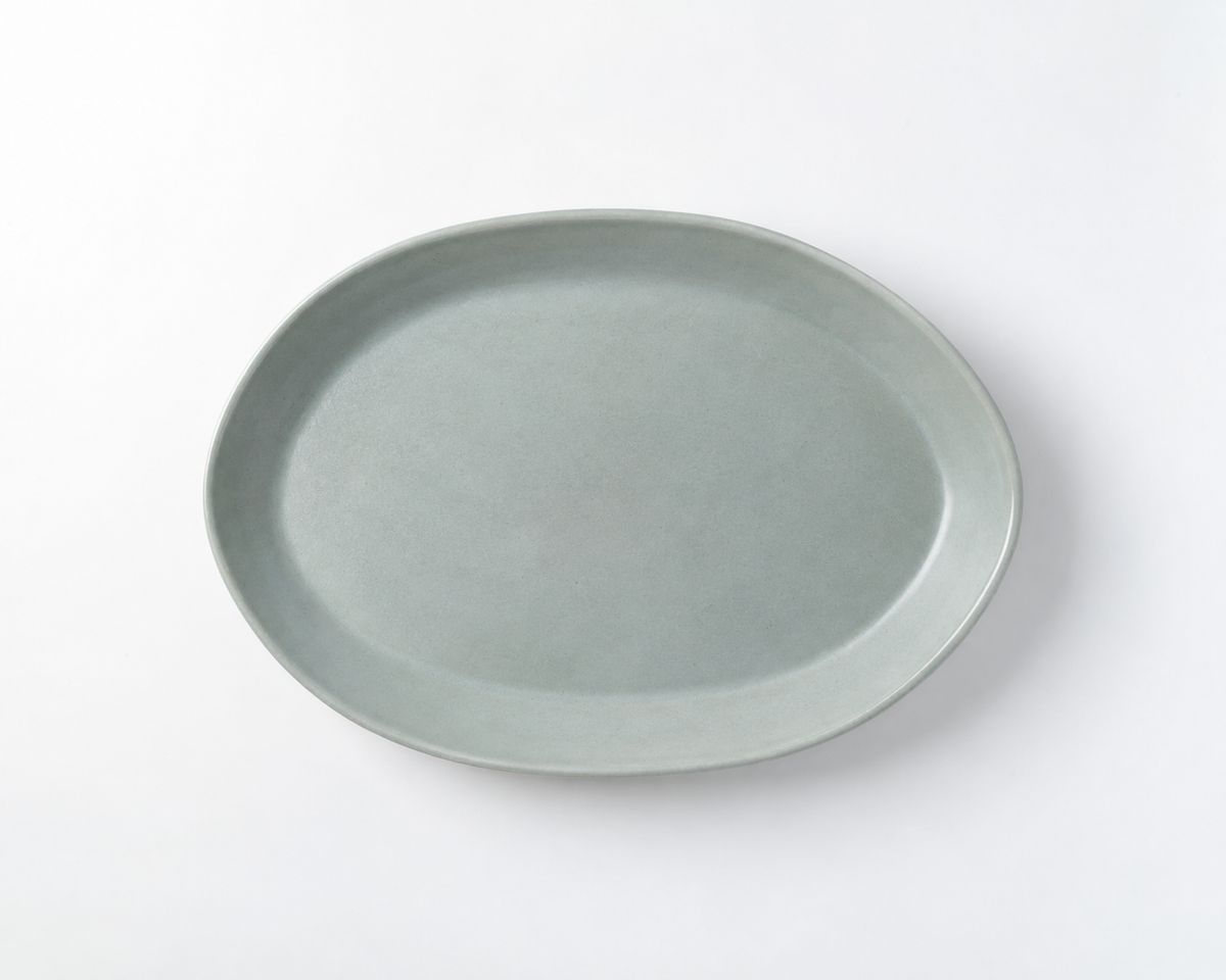Haand Oval Platter - Ripple | 13 in - Matte Grey