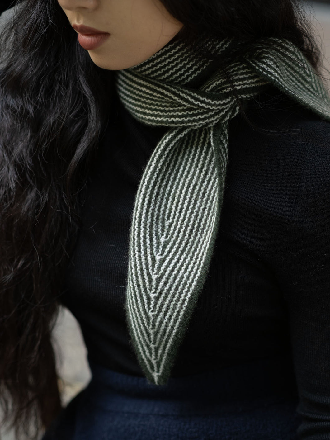 Oats & Rice Sailor Cashmere Rib Neck Scarf | Green