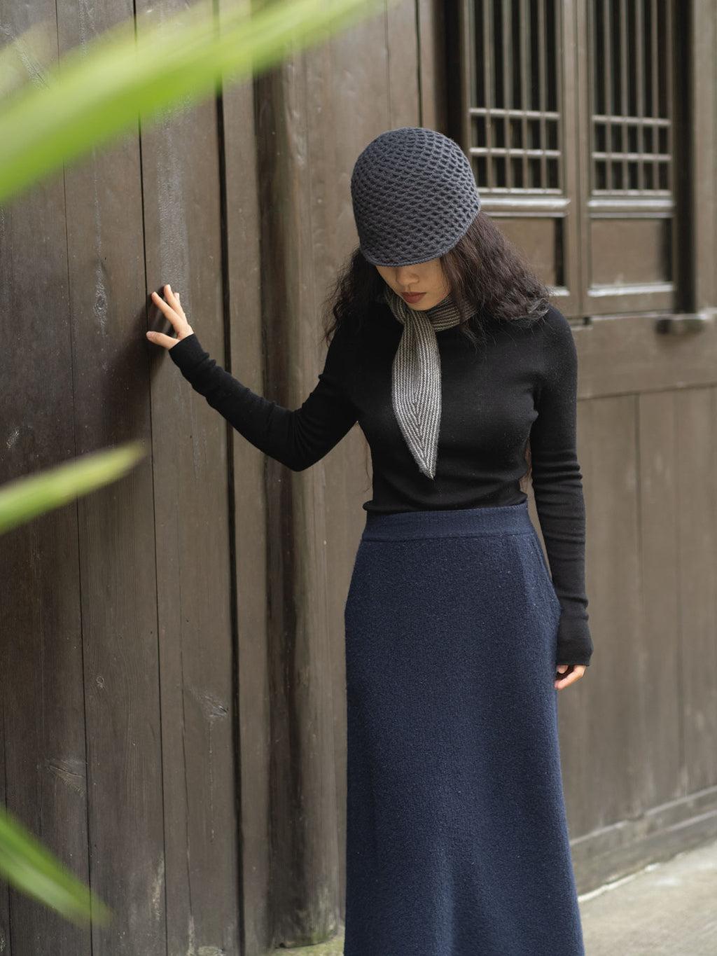 Oats & Rice Sailor Cashmere Rib Neck Scarf | Grey