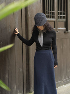 Oats & Rice Sailor Cashmere Rib Neck Scarf | Grey