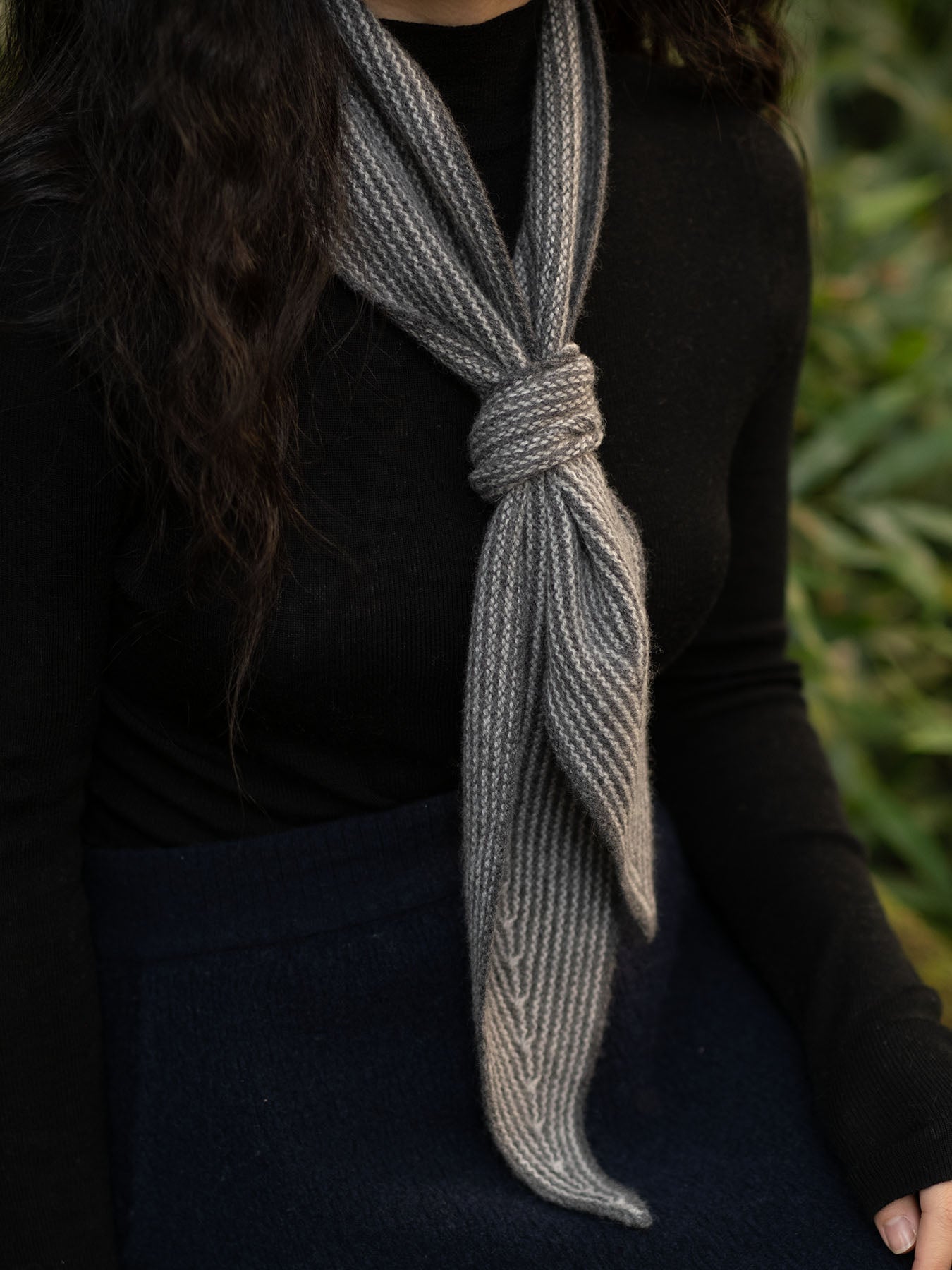 Oats & Rice Sailor Cashmere Rib Neck Scarf | Grey