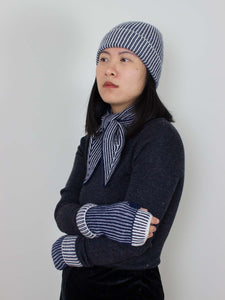 Oats & Rice Sailor Cashmere Rib Neck Scarf | Navy