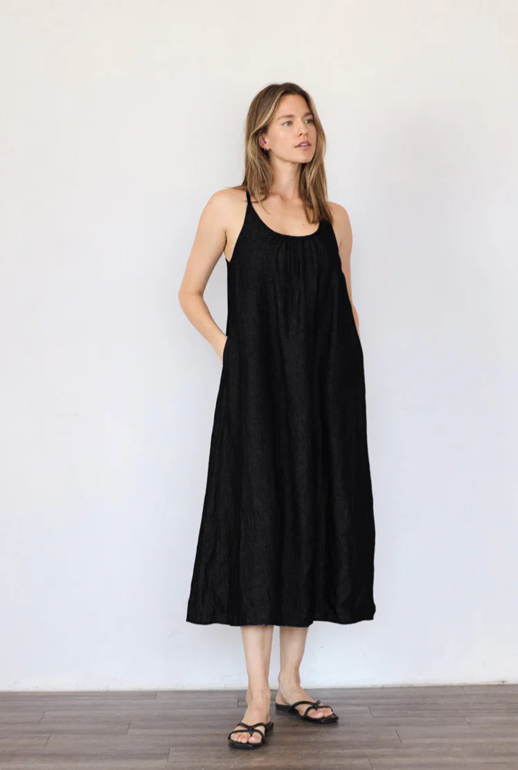 It Is Well L.A. Linen Tank Dress - Black