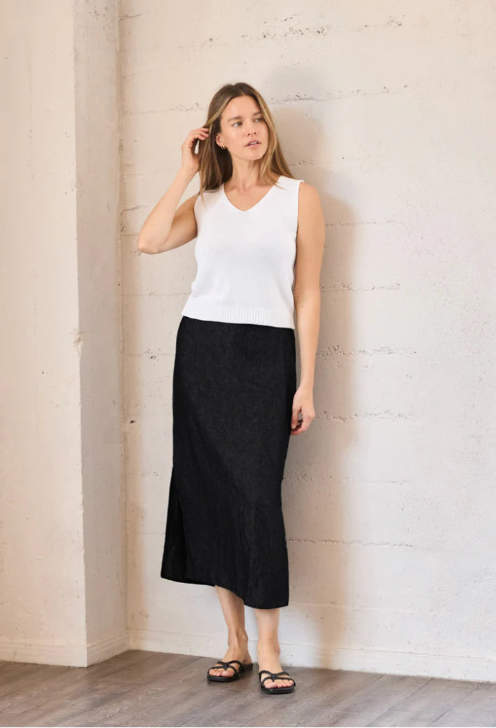 It Is Well L.A. Linen Slit Skirt - Black