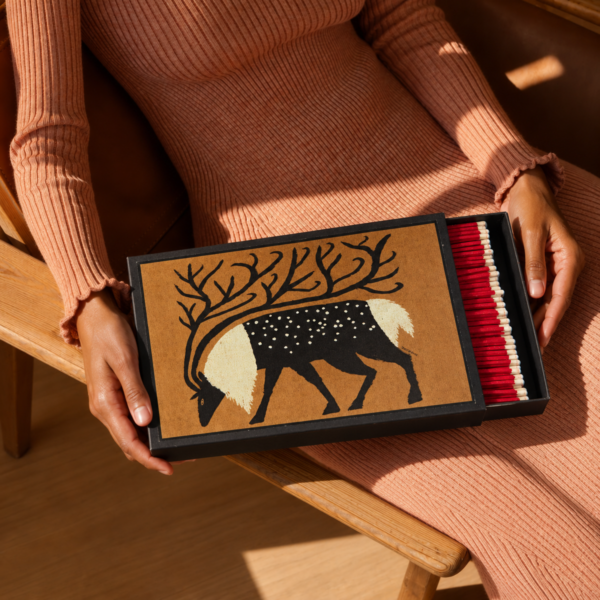 Archivist Keepsake Matchbox - Reindeer | Giant Christmas Safety Matches