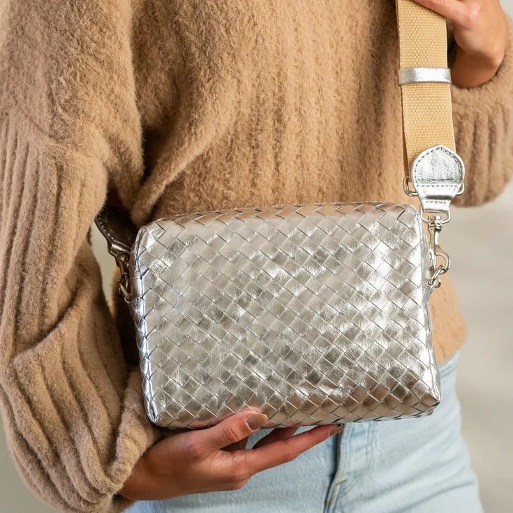 Uashmama Tracolla Crossbody Bag - Large | Woven Silver
